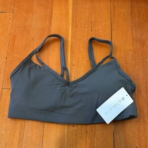 Athleta Dark Charcoal V-Neck Strappy Sports Bra